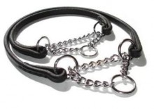Leather Martingale Collars Shown with Fine and Medium Chains