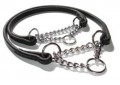 Leather Martingale Collars Shown with Fine and Medium Chains